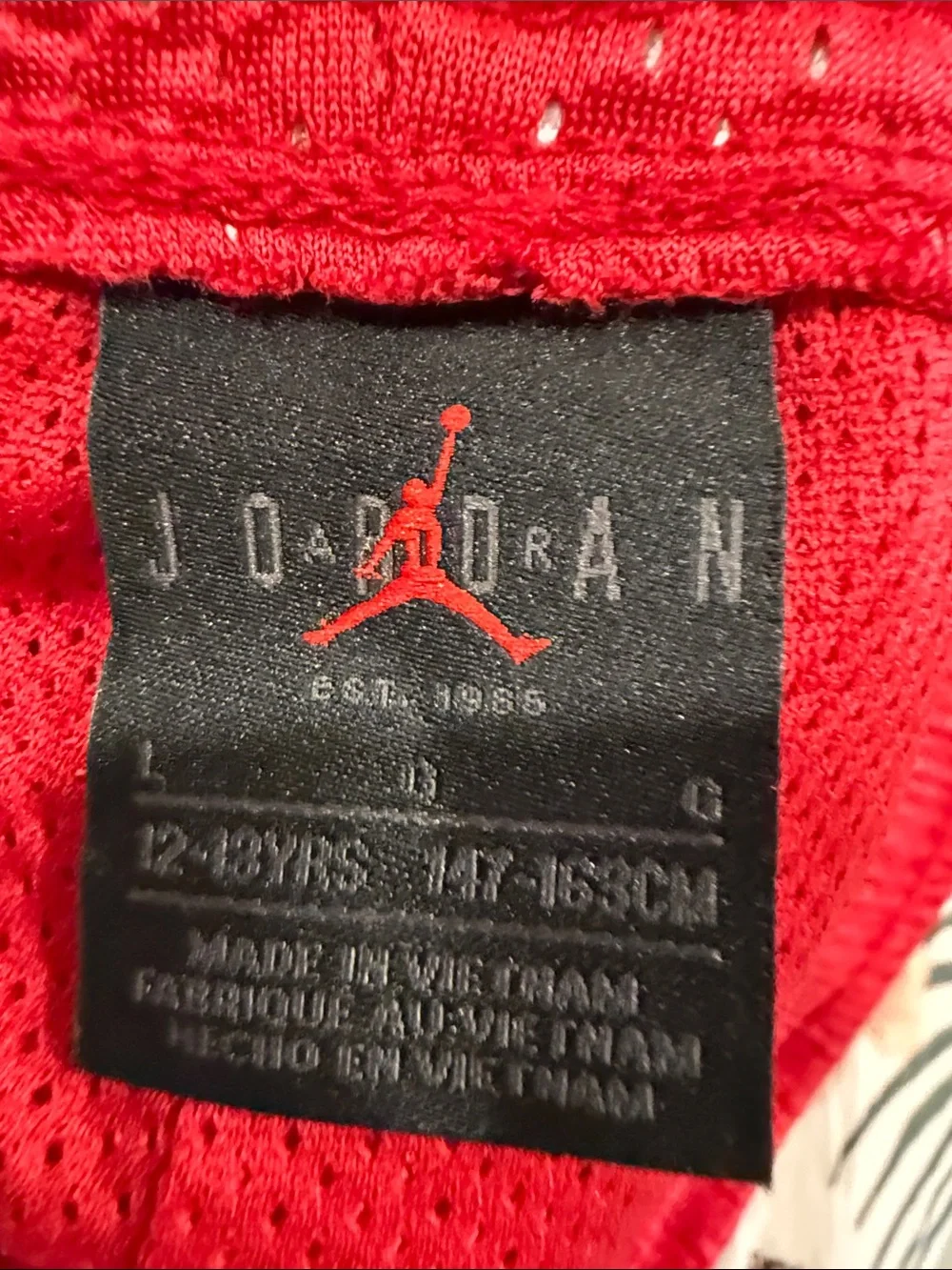 Jordan Red Mesh Athletic Shorts with Black Logo